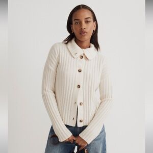 Madewell Oversize-Collar Cardigan Sweater (Antique Cream)